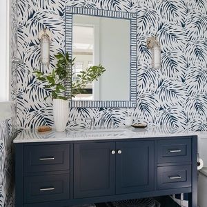 Brand New Serena & Lily Navy Palm Wallpaper Multiple Rolls